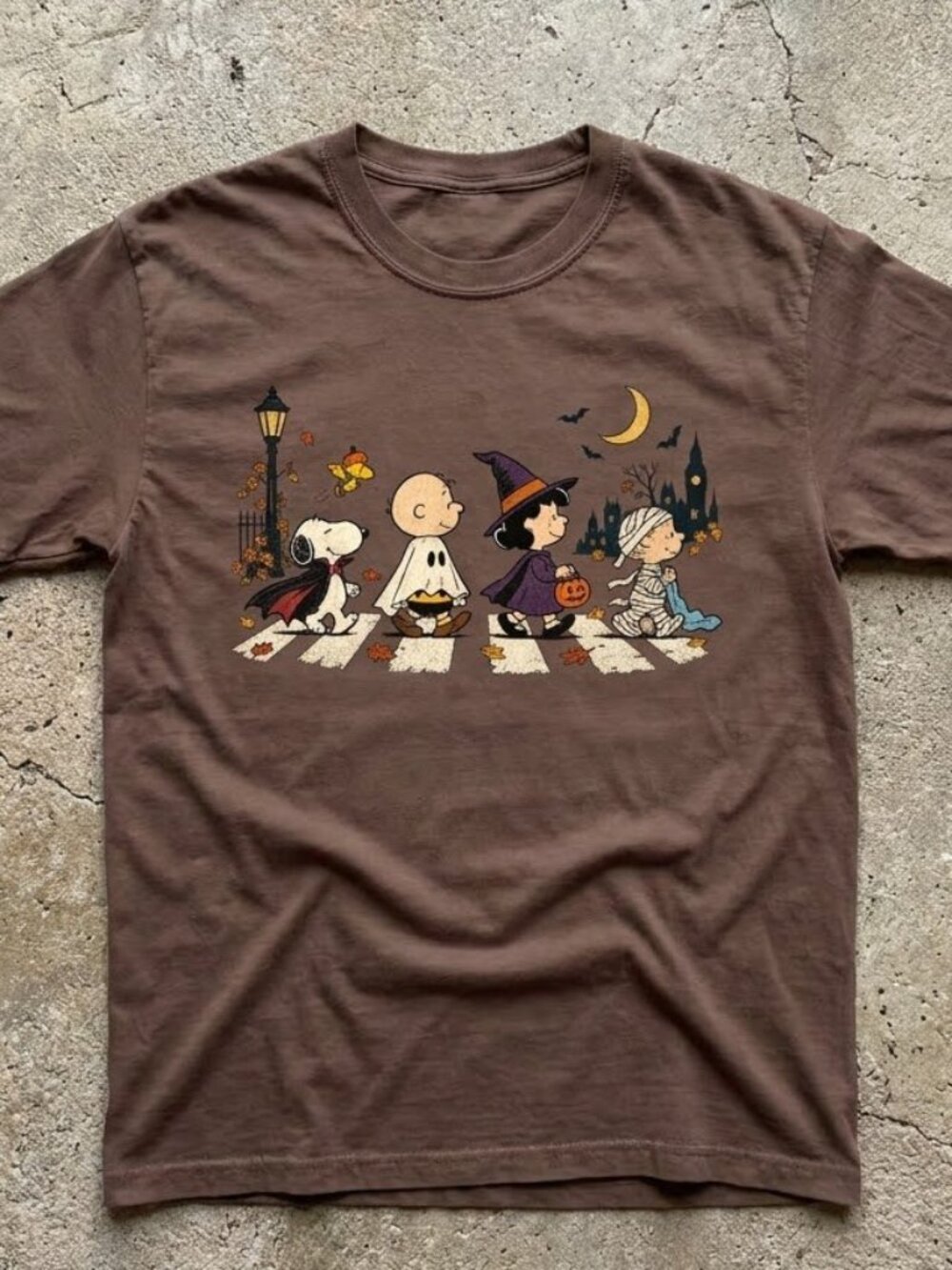 Peanuts Halloween Abbey Road TShirt, Snoopy Charlie Brown Trick or Treat Tee